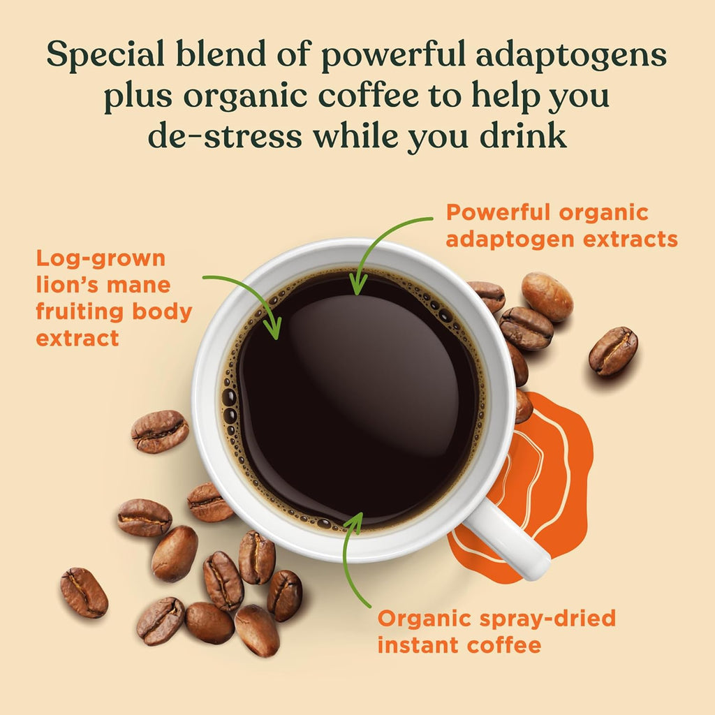 Organic Mushroom Coffee Instant Mix with Lion's Mane and Chaga, 30 Serving Canister M943745