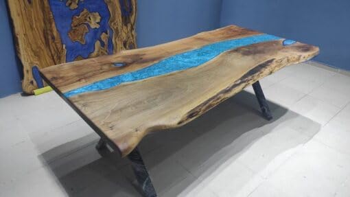 Blue Live Edge Epoxy Dining Table H595830