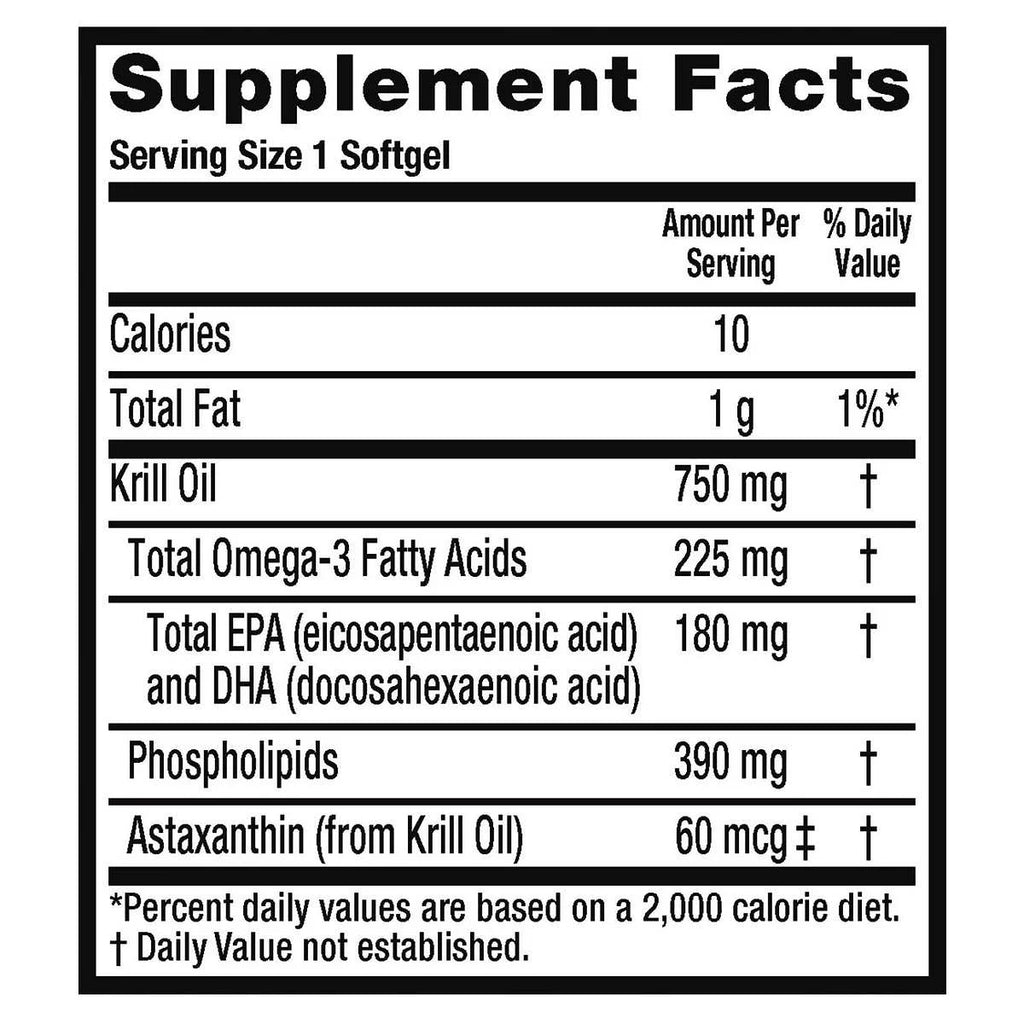 750mg Omega-3 Krill Oil, 80 softgels S673009