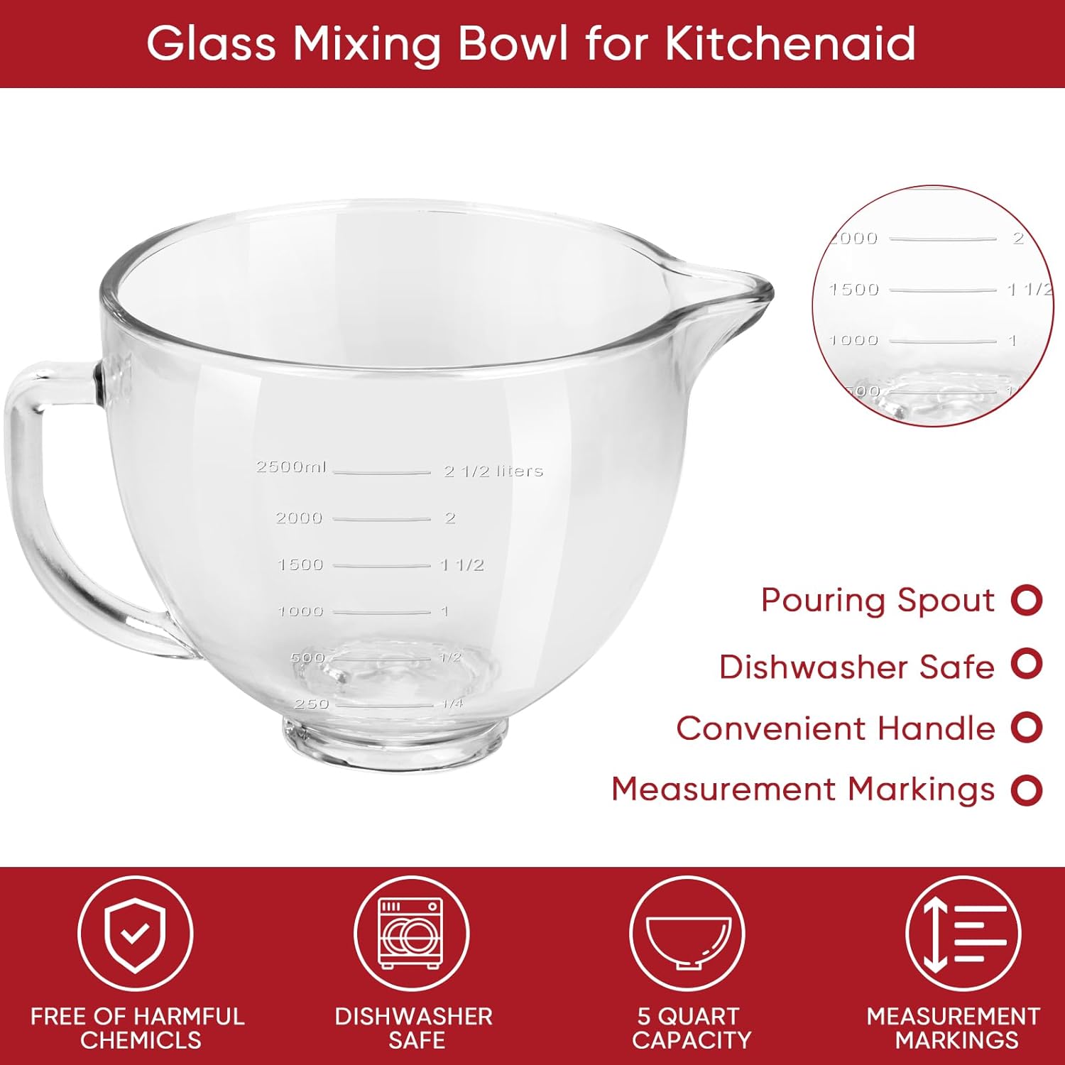 5 QT Glass Bowl with Lid Z3552
