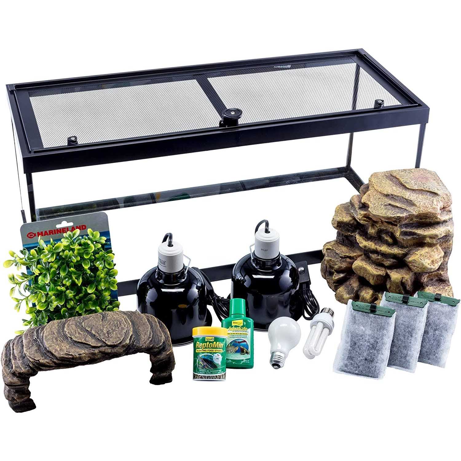 20 Gallons Aquatic Turtle Aquarium Kit with Filter And Heating Lamps H292997