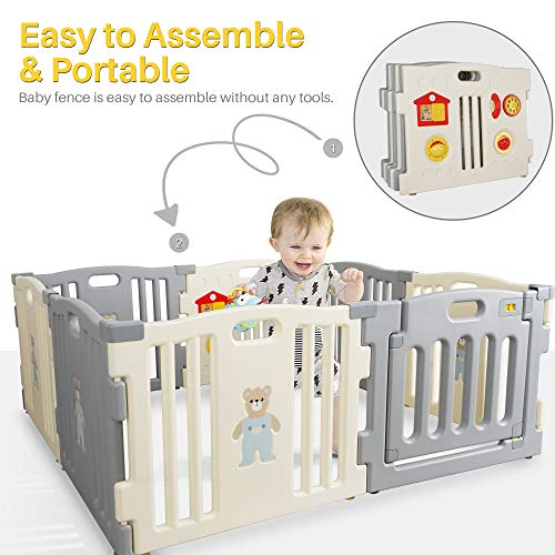 8 Panel Baby Playpen (Blue) F5799