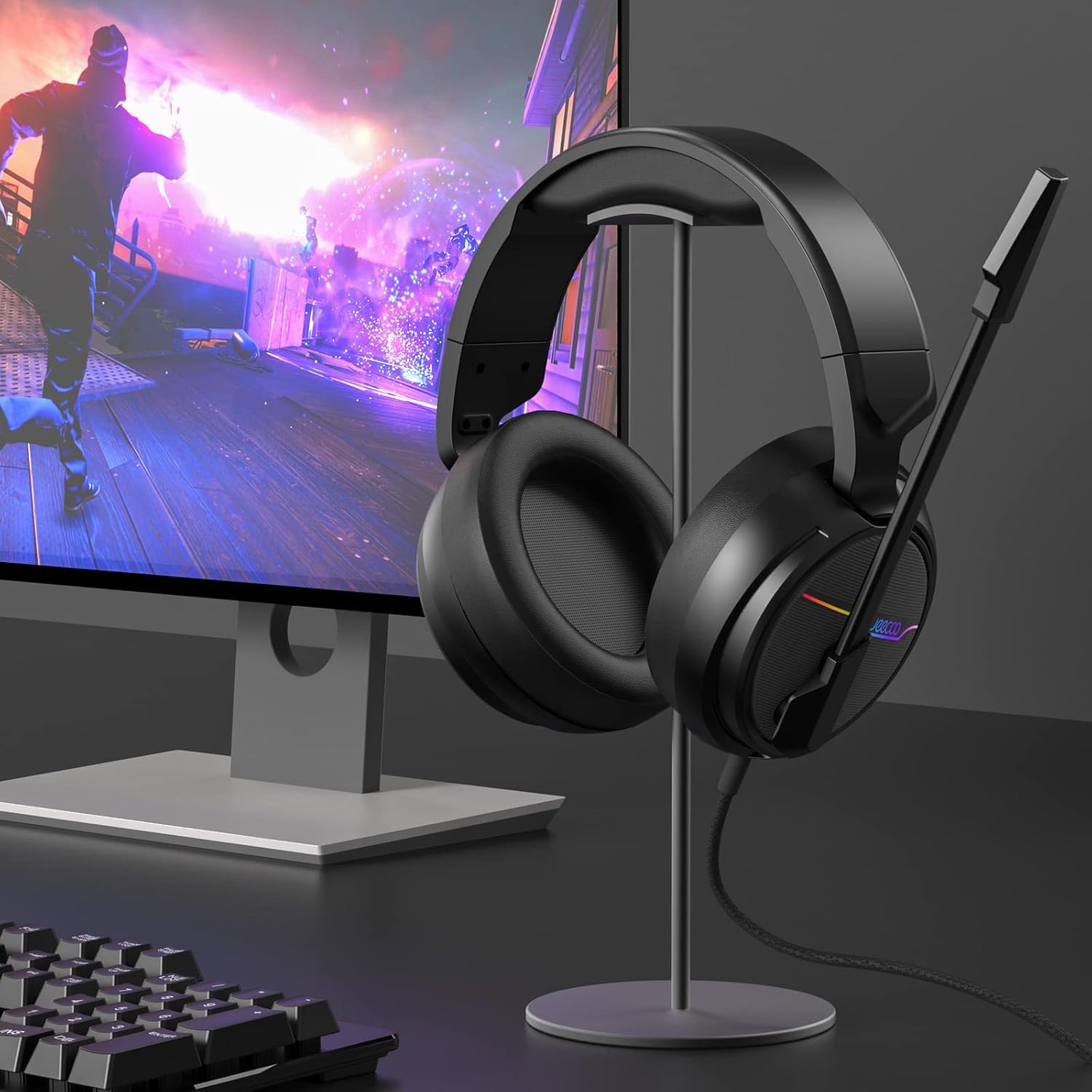 USB Pro Gaming Headset with 7.1 Surround Sound and Noise Cancelling Microphone E564