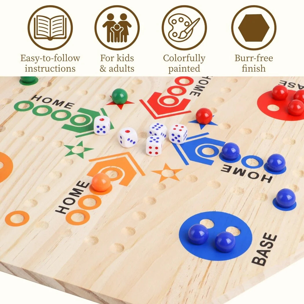 Double-Sided Wooden Marble Board Game J8140