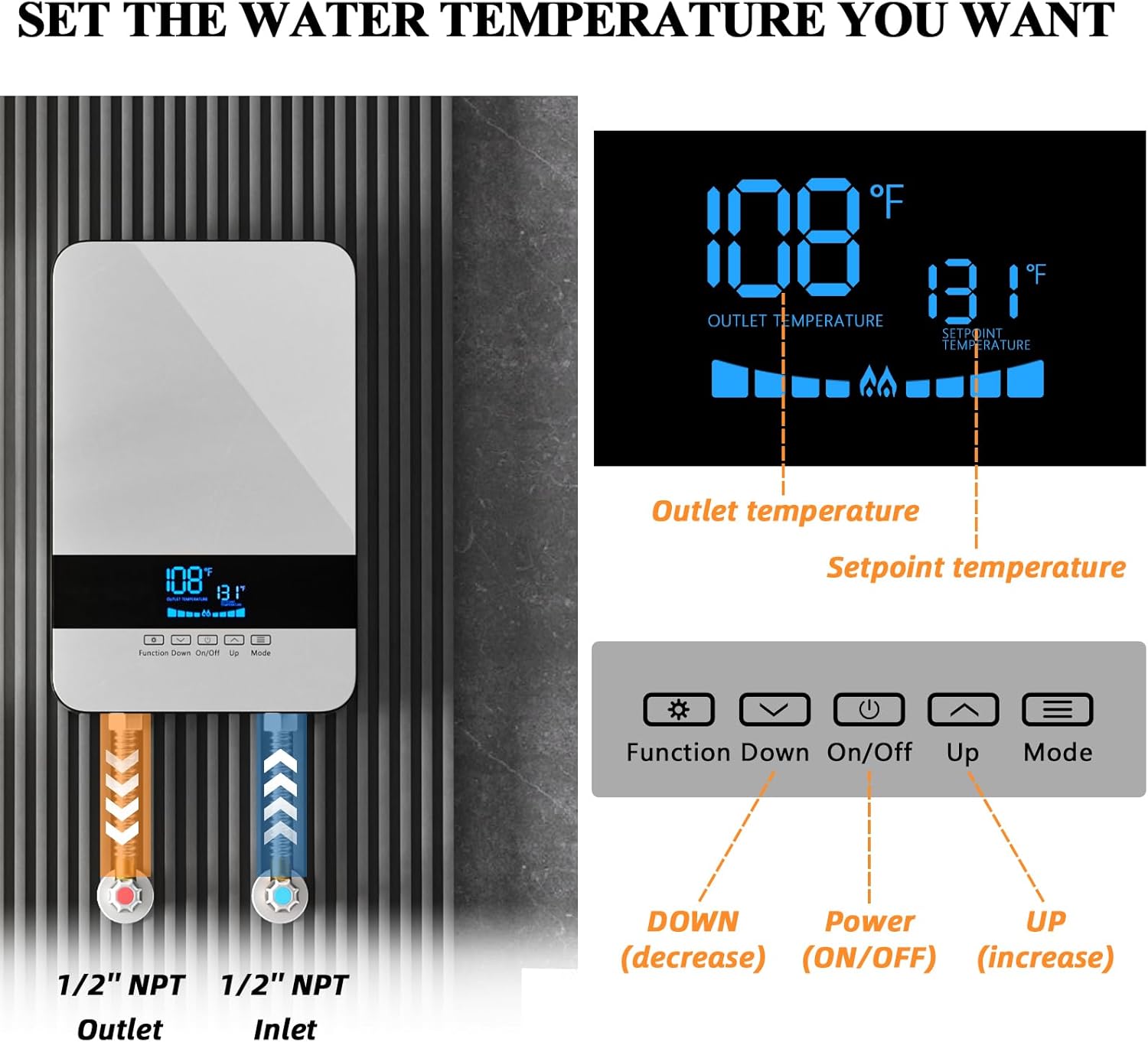 8.5KW 240V Point of Use Electric Tankless Water Heater Z4407