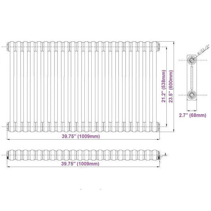 White Cast Iron Style Column Radiator M366732