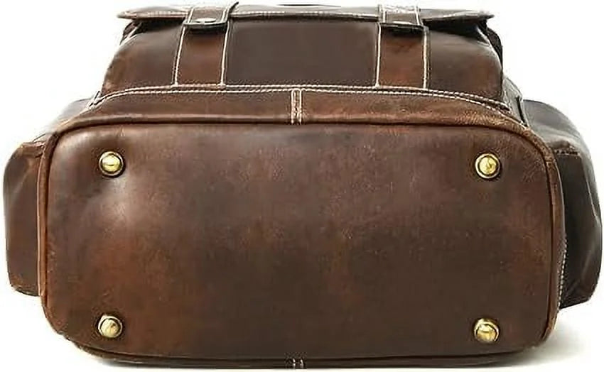 Brown Full Grain Leather Laptop Backpack I883