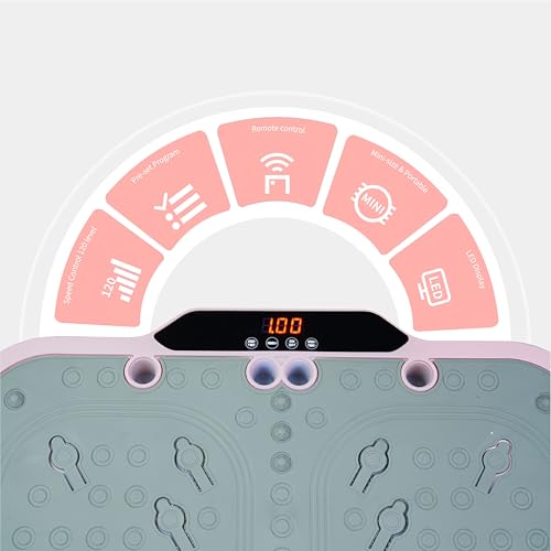 Pink Vibration Plate Fitness Machine with Handle 120 Speed Levels F7288