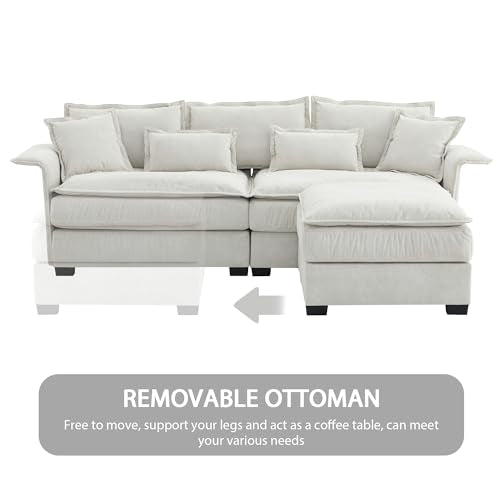 Dark Grey L Shape Sectional Sofa with Ottoman I7546