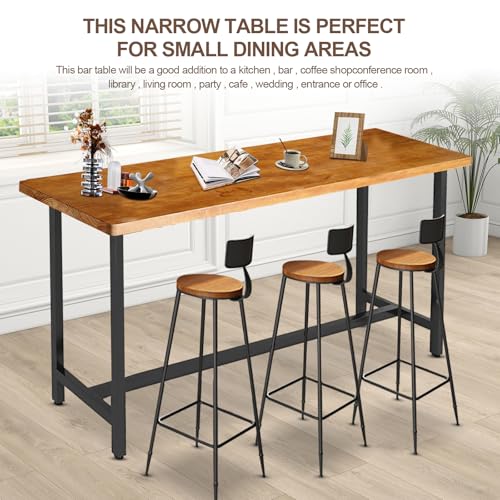 Rectangular High Top Wooden Bar Table with Iron Legs O534175