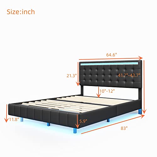 Queen Size LED Bed Frame with USB Charging A553386