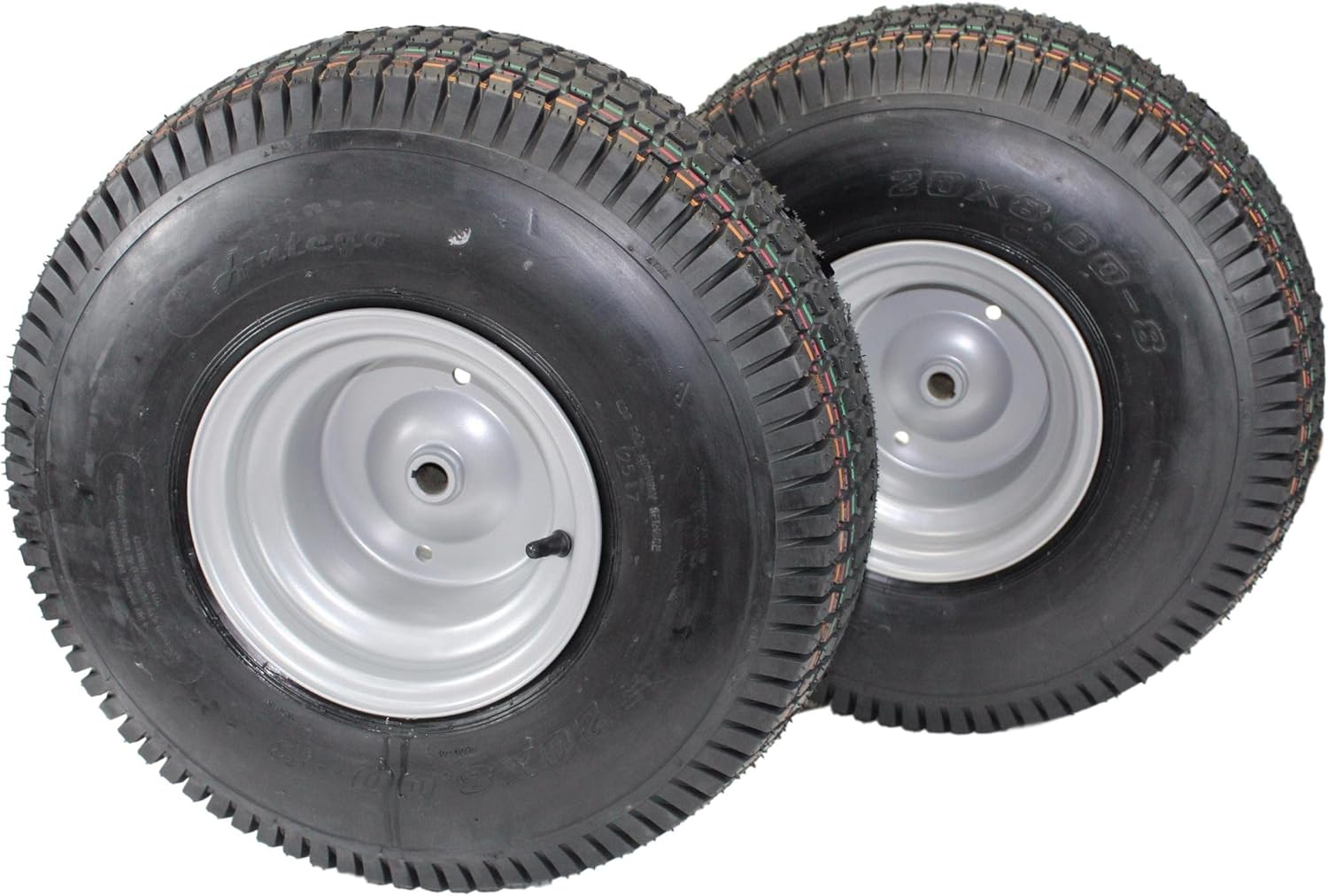 (Set of 2) 20x8.00-8 Lawn Mower Tires with Keyed Hub Wheel J298536