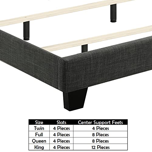 Natural Upholstered Bed Frame with Button Tufting Headboard, Twin V919