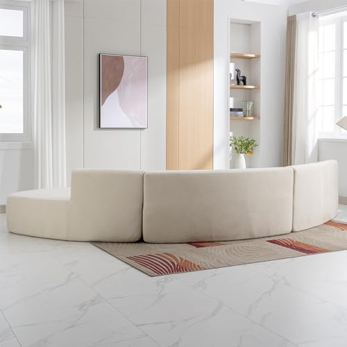 Oversized Modular Sectional Sofa Upholstered Chenille Deep Seat Sofa Couch with Chaise & Pillows, 5 Seater Grey Q250