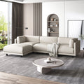 Beige Upholstery Convertible Sectional Sofa with Reversible Chaise Y680