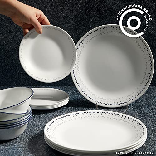 6-Piece Lightweight Round Salad Appetizer Plate Set, Winter Frost White Y968