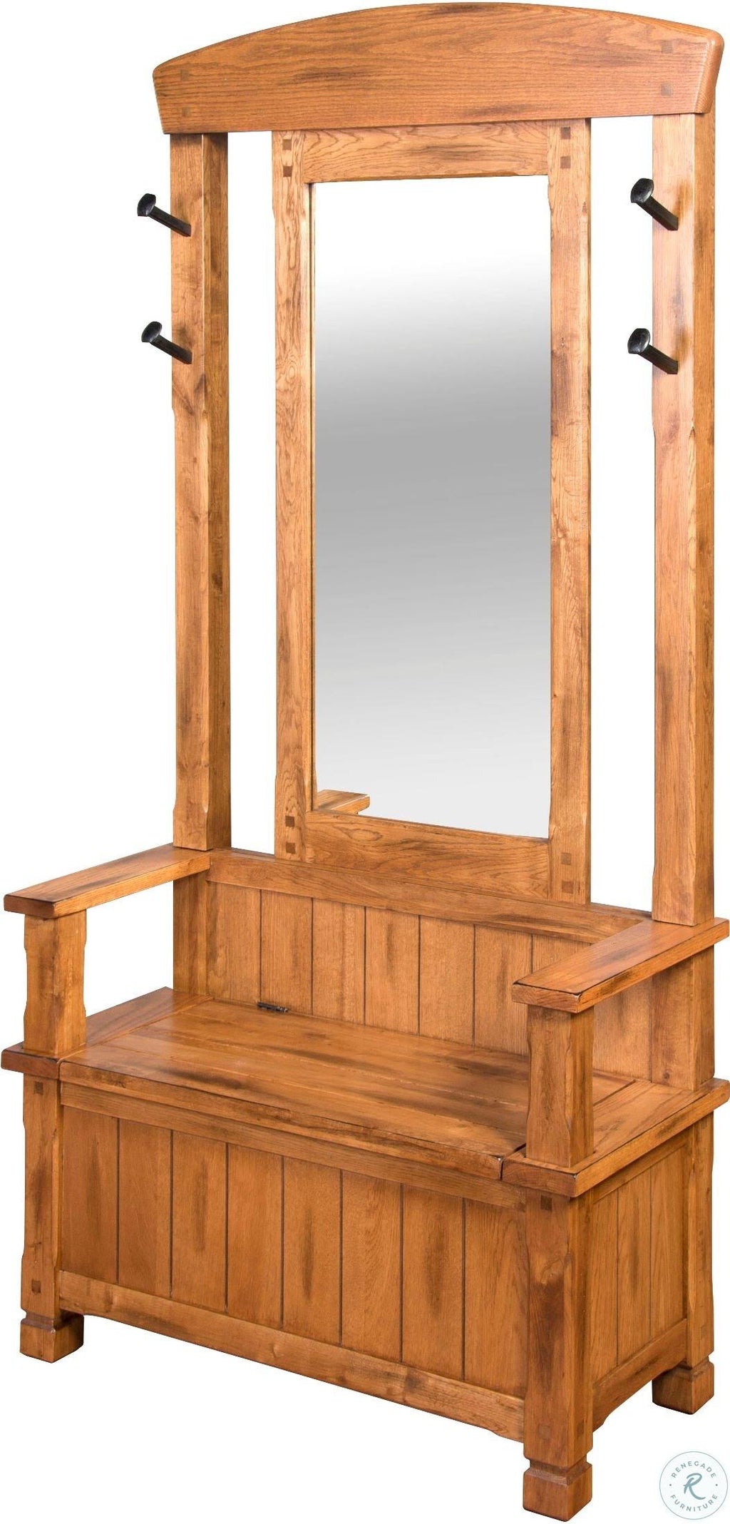 Rustic Oak Hall Tree M54720