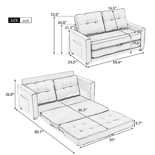 Blue Loveseat Sofa with Pull-Out Bed R5562