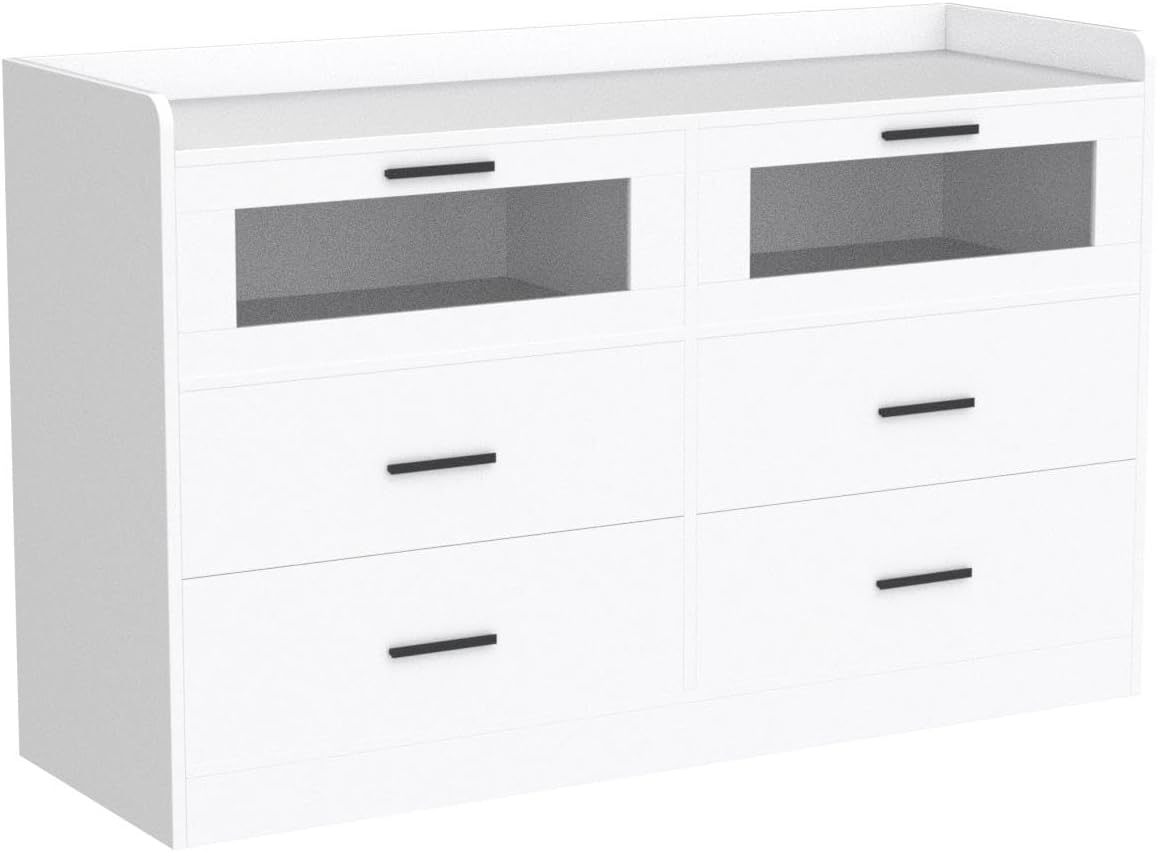 White 6 Drawer Wood Dresser R155
