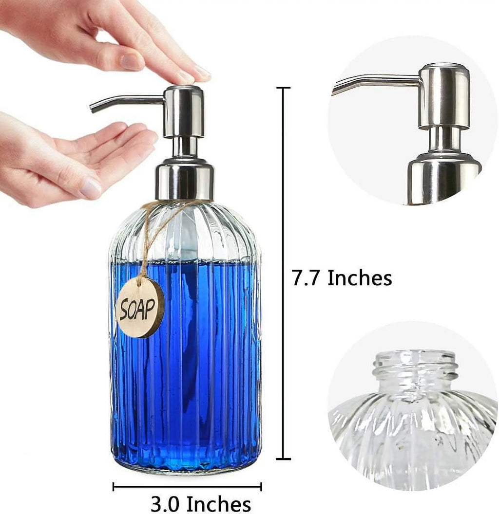 18 Oz Clear Glass Soap Dispenser with Stainless Steel Pump B328474