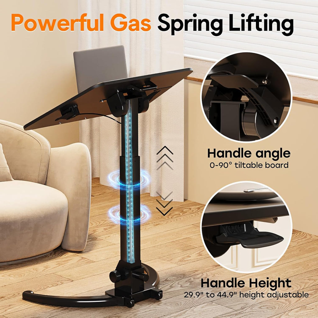 Foldable Mobile Standing Desk with Ergonomic Rotating Elbow Cushion Pad G533743