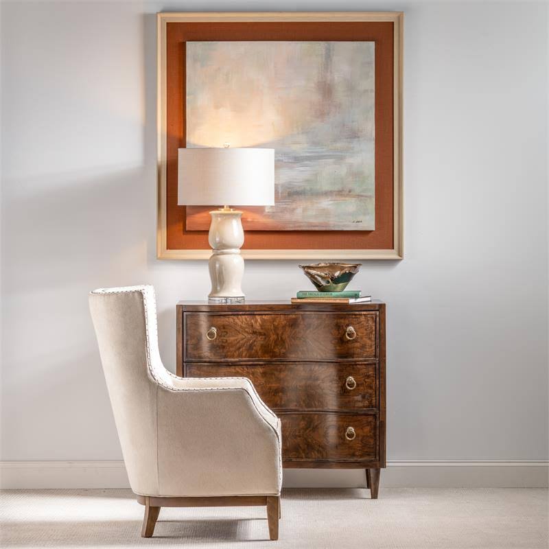 Olive Ash Burl 3 Curved Drawer Chest K374607