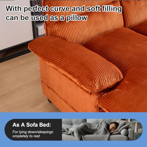 White Corduroy U Shaped Modular Sofa Sleeper with Double Chaise Y62998