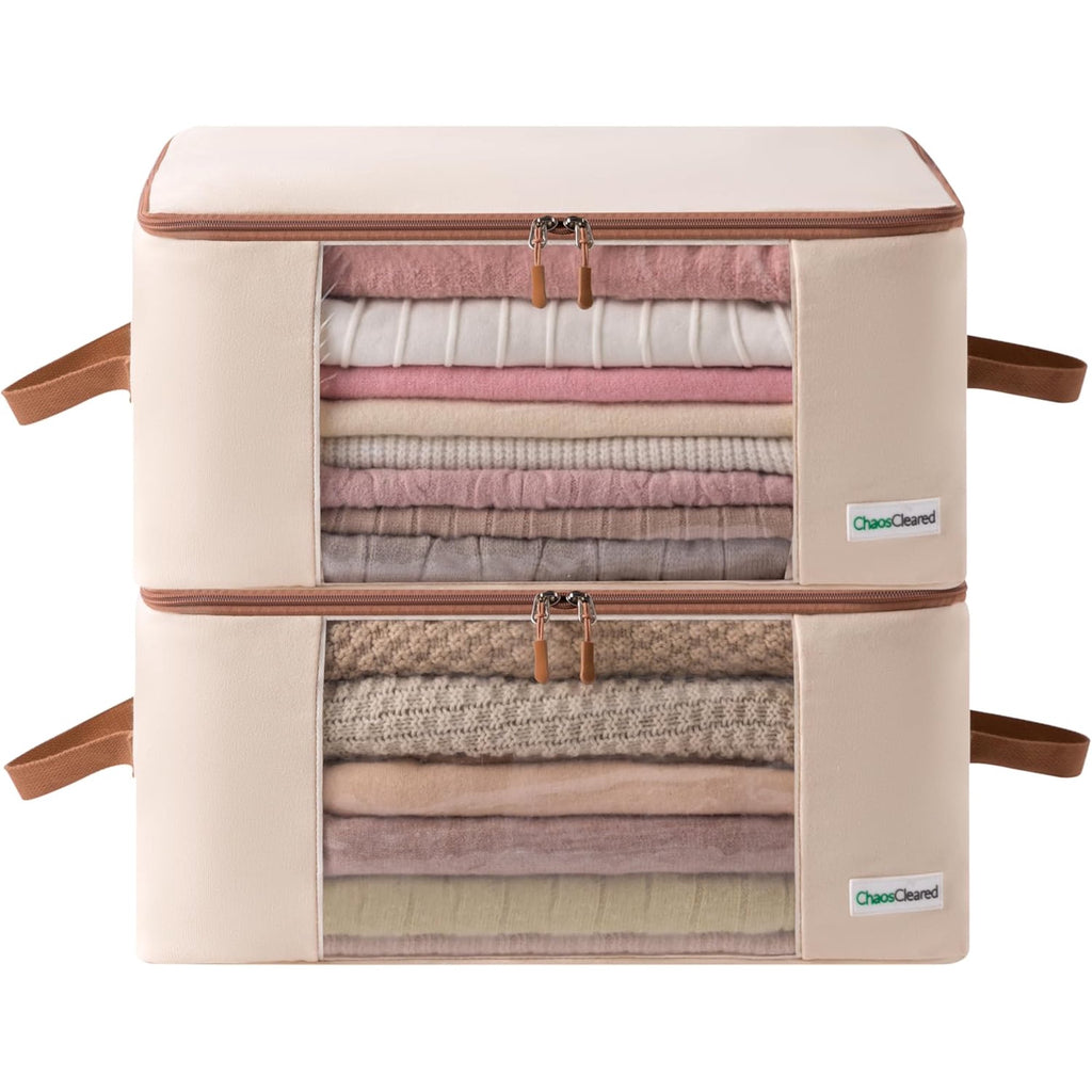 Canvas Clothing Storage 2 Bags Clothes Organizer K377