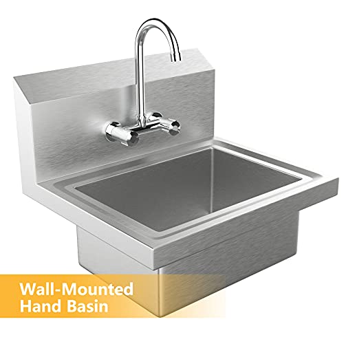 Stainless Steel Wall Mount Utility Sink with Faucet I43893