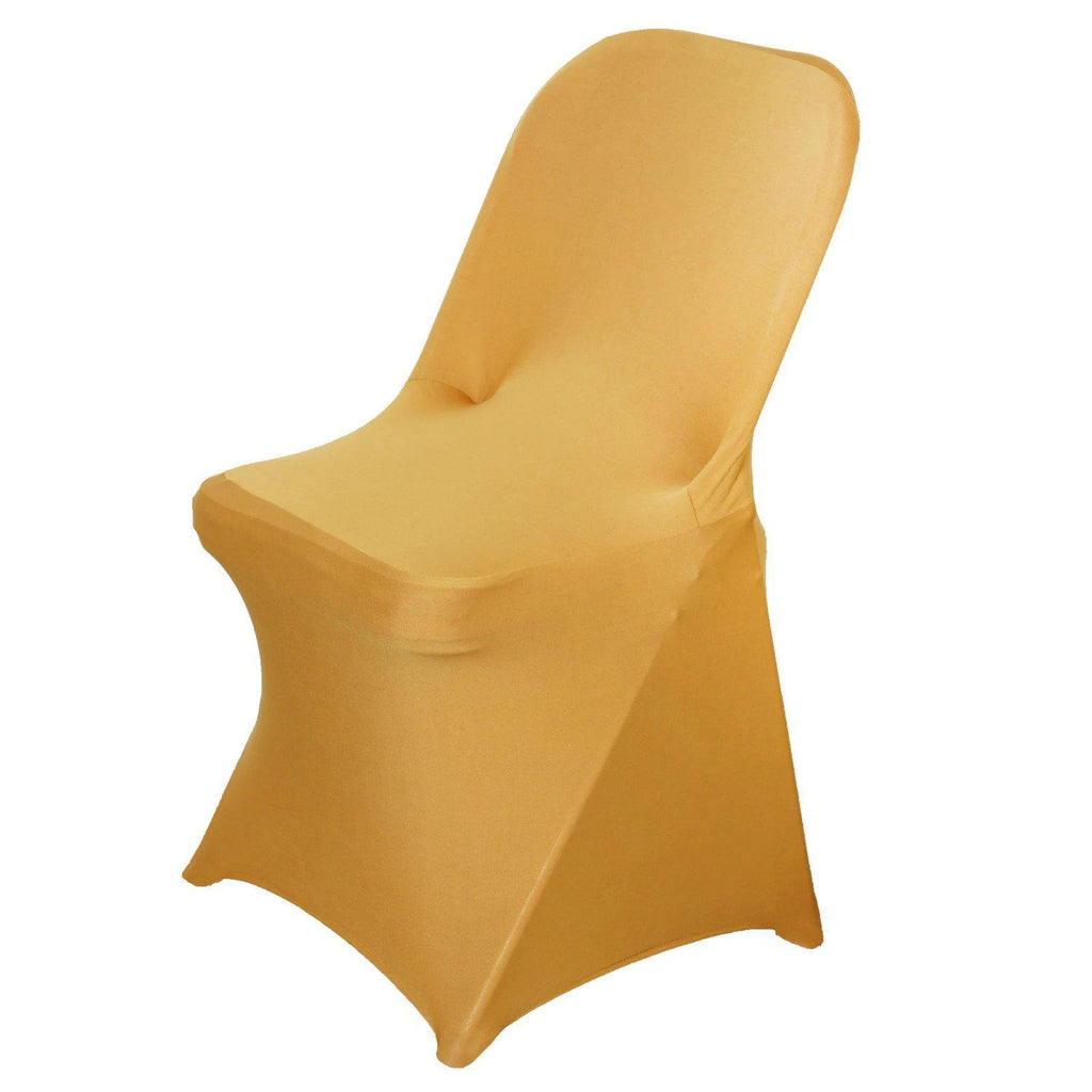 10PCS Stretchy Spandex Fitted Folding Chair Cover Gold M53537