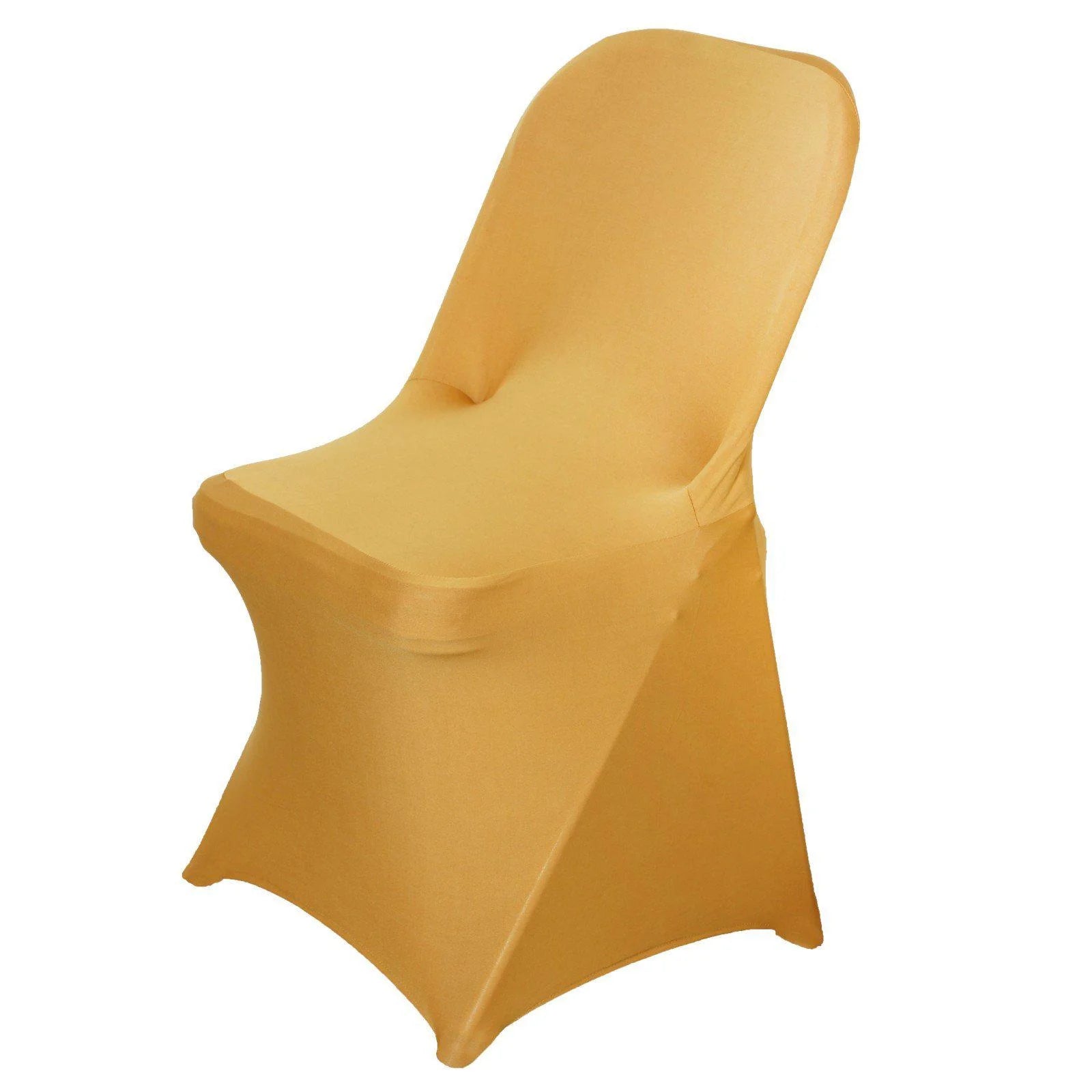 10PCS Stretchy Spandex Fitted Folding Chair Cover Gold M53537