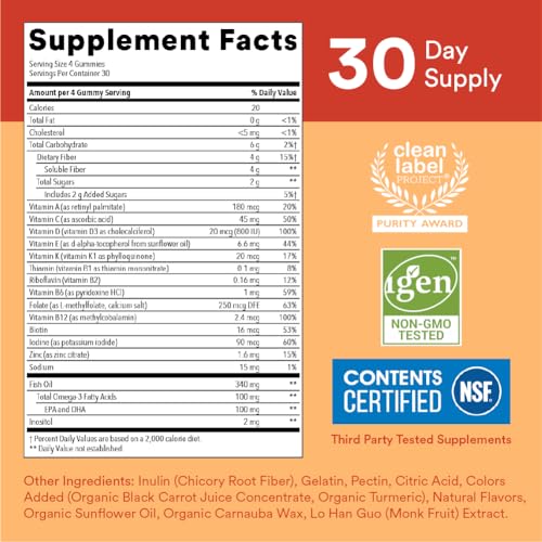 90 Count Kids Multivitamin Gummies with Fiber Z668