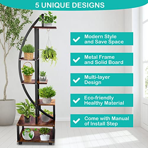 2 pcs 6 Tier Tall Metal Plant Stands with Hanging Loop U81565
