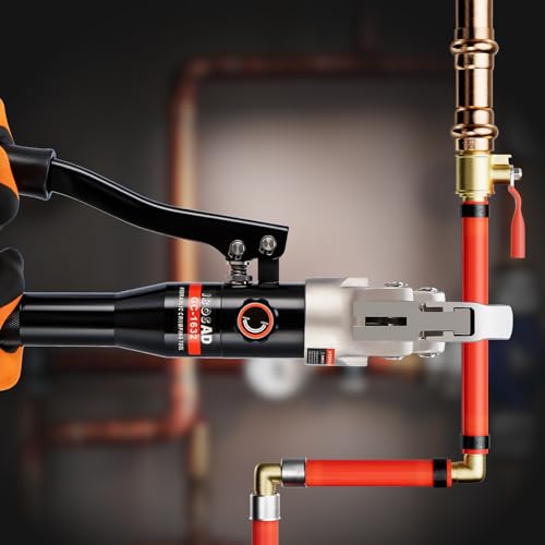 Copper Tube Fittings Hydraulic Pipe Crimping Tool with 1/2", 3/4" and 1" Jaw Pipe Press Crimper Pressing Pliers with Pipe Cutter K23356