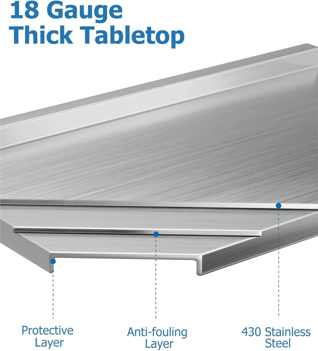 48 x 24 Inch Stainless Steel Commercial Heavy-Duty Table with Undershelf and Backsplash A130659