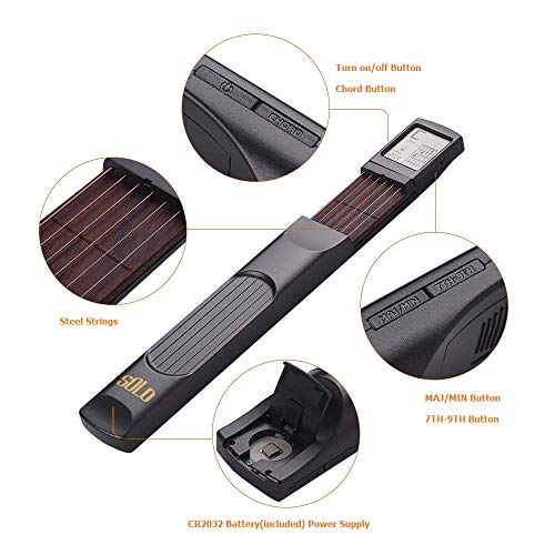 Portable Guitar Chord Practice Tool with Rotatable Chords Chart Screen C206