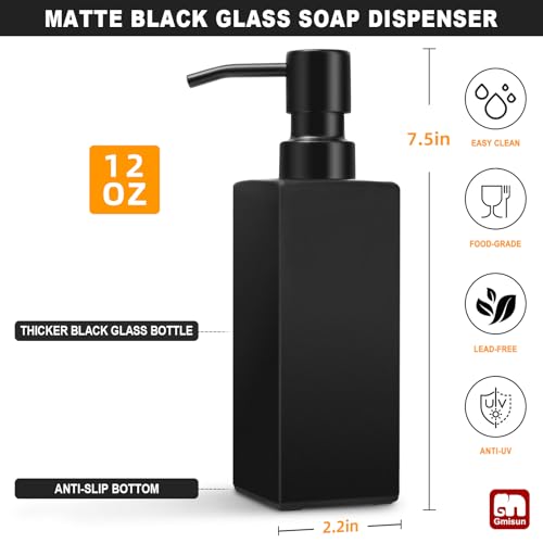 Clear Glass Soap Dispenser with Stainless Steel Pump, 12oz F53195