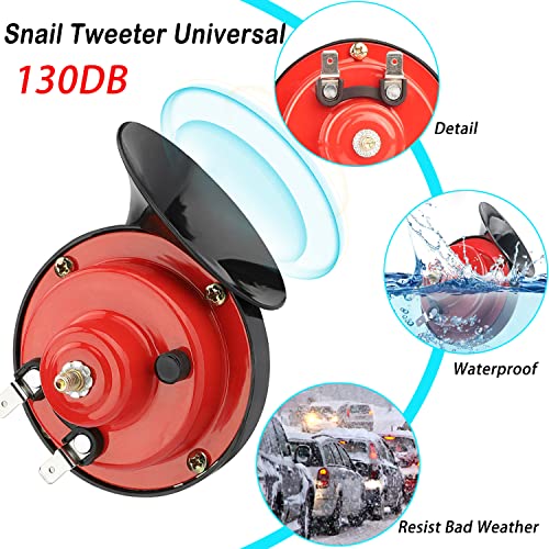 1Pair 12V Waterproof Electric Snail Horn (Black) C33943