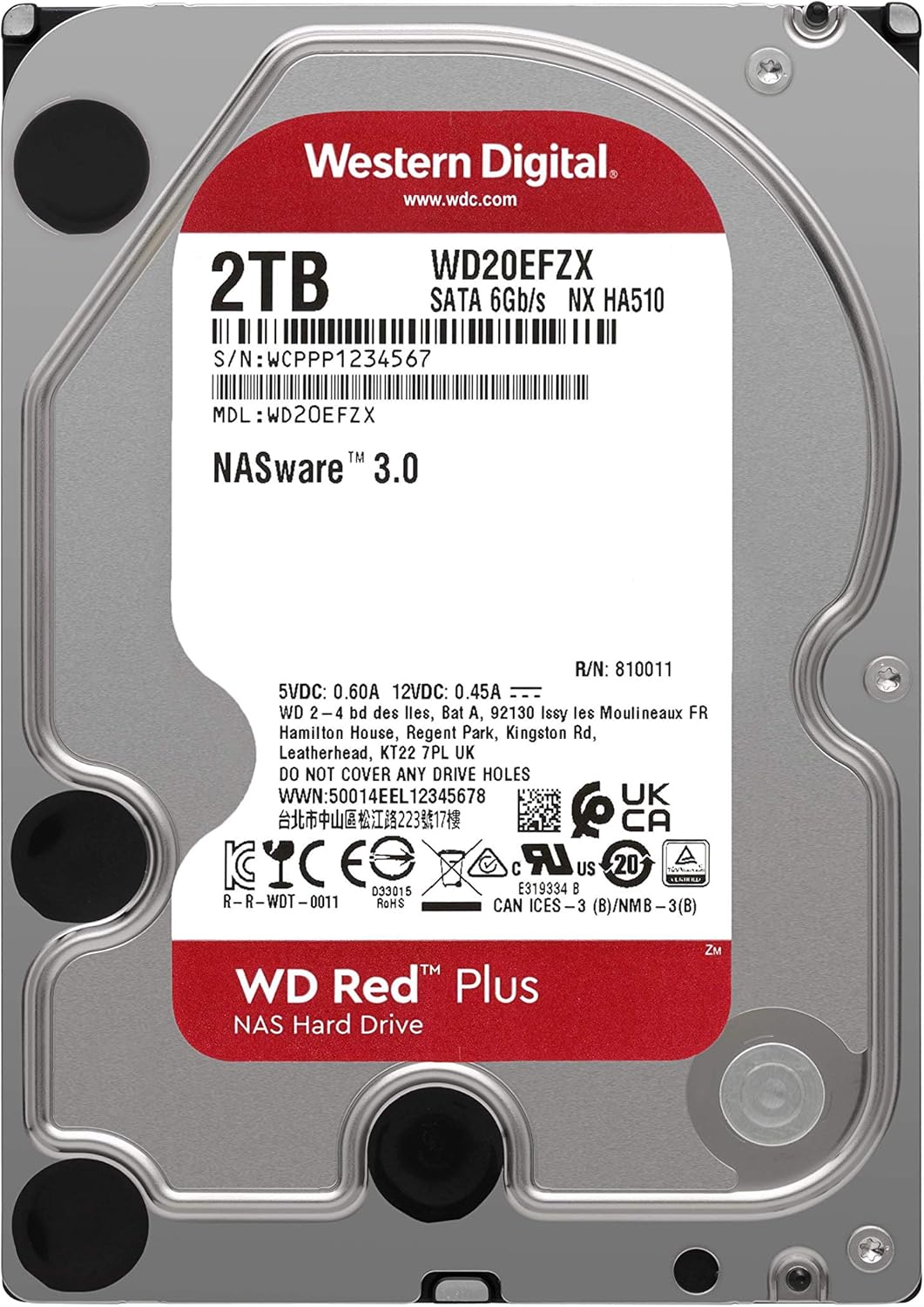 12TB NAS Internal Hard Drive HDD - 7200 RPM, SATA 6 GB/s, CMR, 512 MB Cache, 3.5 K43128