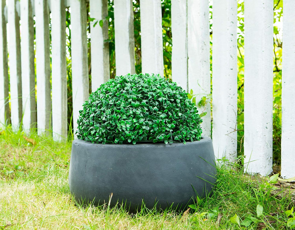 Charcoal Lightweight Concrete Fiberglass Round Bowl Planter G4749