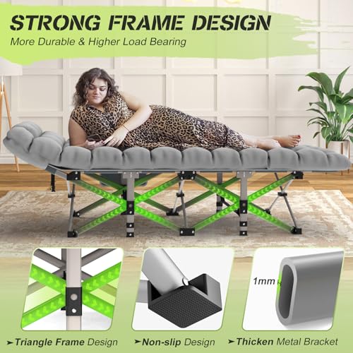 Grey Folding Camping Cot with Carry Bag D8159
