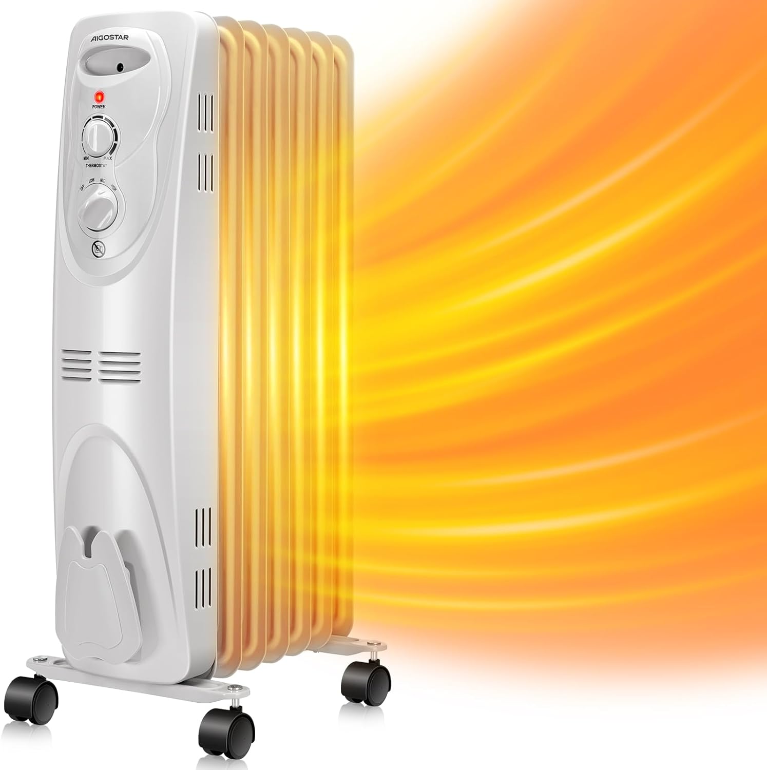 1500W Oil Filled Radiator Heater with 3 Heat Settings Y3430