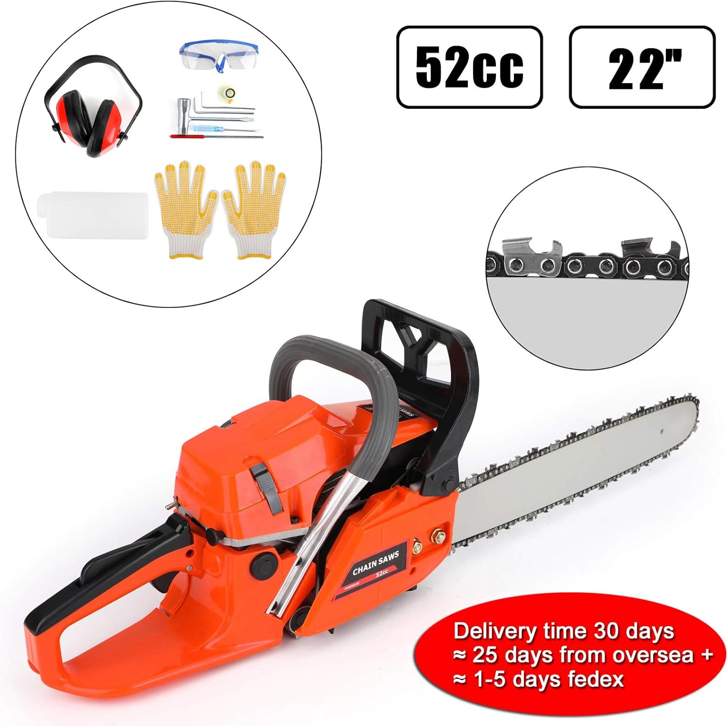 22 Inch 52cc Gas Chainsaw K38553