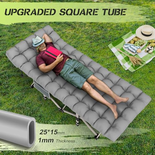 Grey Folding Camping Cot with Carry Bag D8159