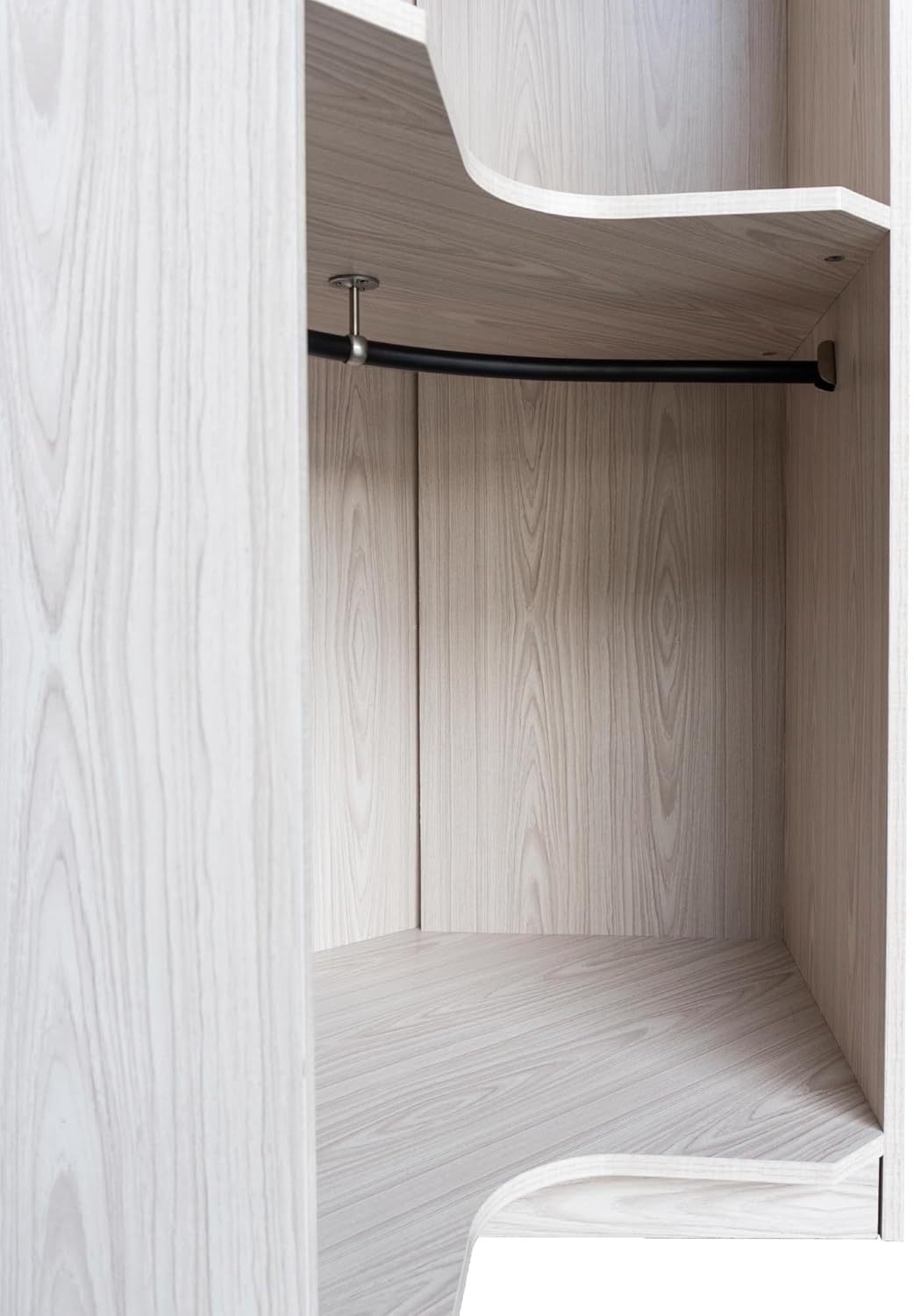 Natural Freestanding Wooden Corner Armoire Wardrobe Closet Cabinet with Hanging Rail U56343