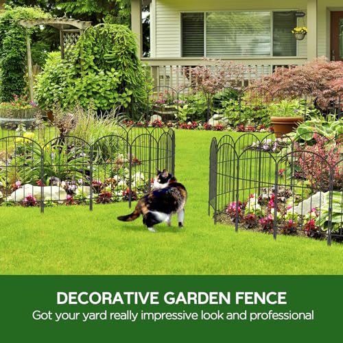 Black 10ft x 24in Rustproof Metal Garden Fence, 10 Pcs B4331