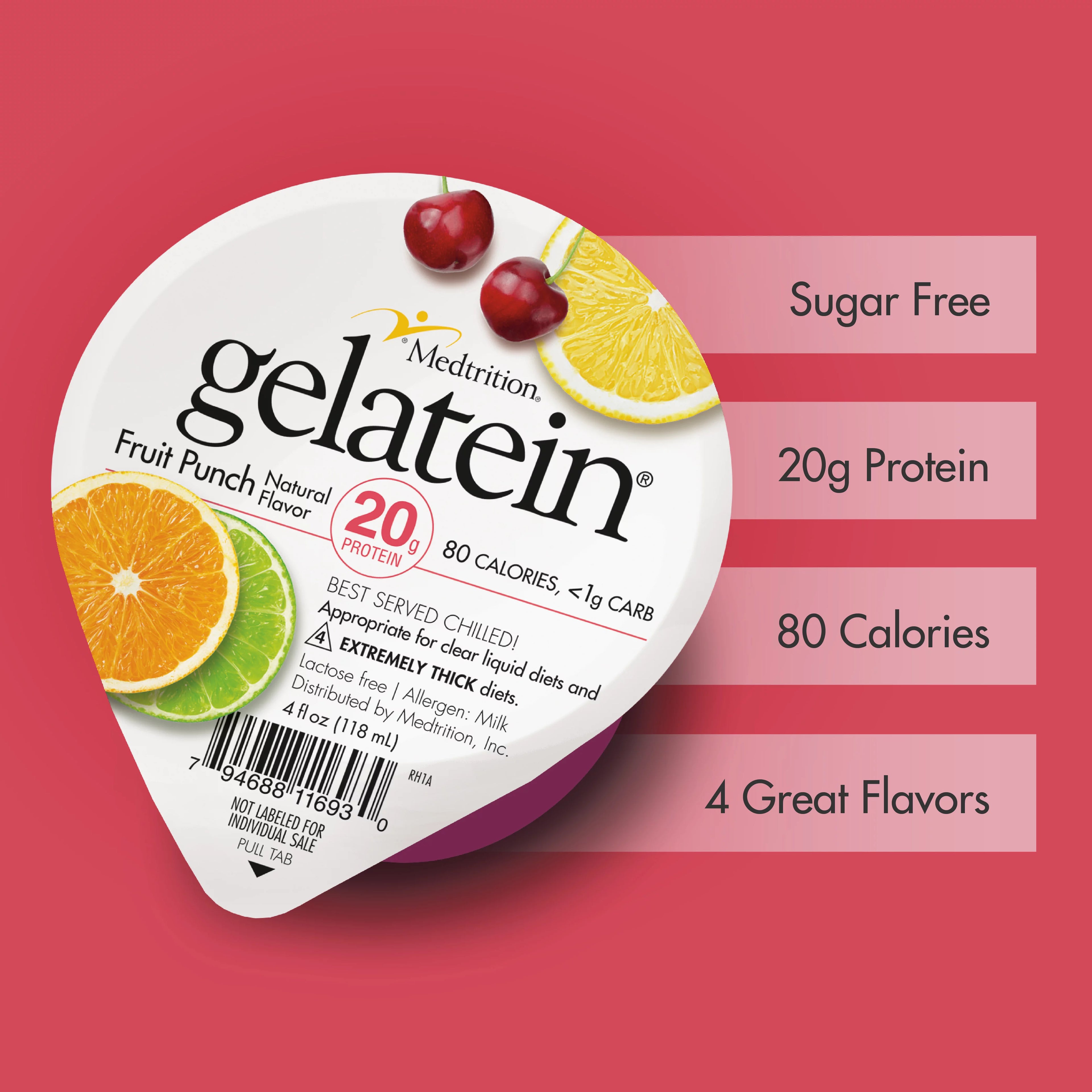 High Protein Sugar Free Fruit Punch Gelatin, 12 Servings Y468