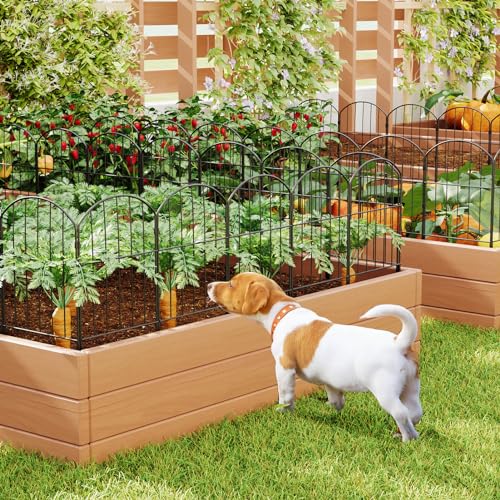 Black 10ft x 24in Rustproof Metal Garden Fence, 10 Pcs B4331