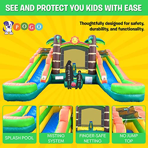 Tropical Inflatable Bounce House with Double Water Slides, 16.5 x 15 x 11 Foot S8338