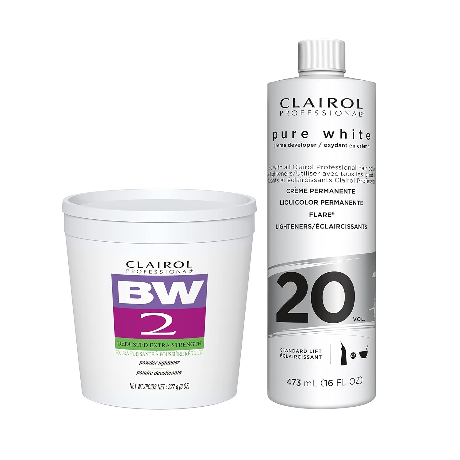BW2 Lightener & 20v Crème Developer Bundle, 8 oz. & 16 oz. D2890